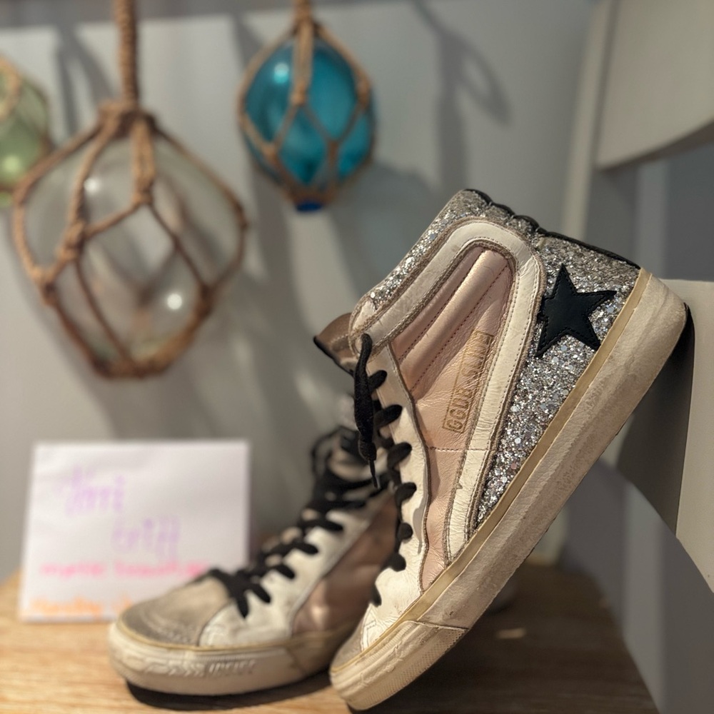 Golden Goose Glitter and Black Star High-Tops